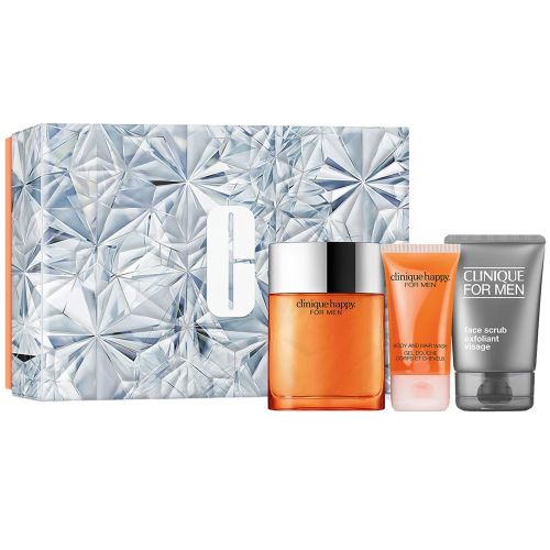Clinique Happy Cologne EDT 100Ml + Face Scrub 100Ml + Body & Hair Wash 50Ml Gift Set For Men