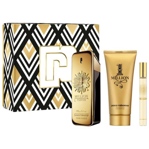 Paco Rabanne 1 Million Parfum 100Ml + Parfum 10Ml + Shower Gel 100Ml Gift Set For Men