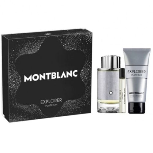 Mont Blanc Explorer Platinum EDP 100ML + EDP 7.5ML + Shower Gel 100ML Gift Set For Men