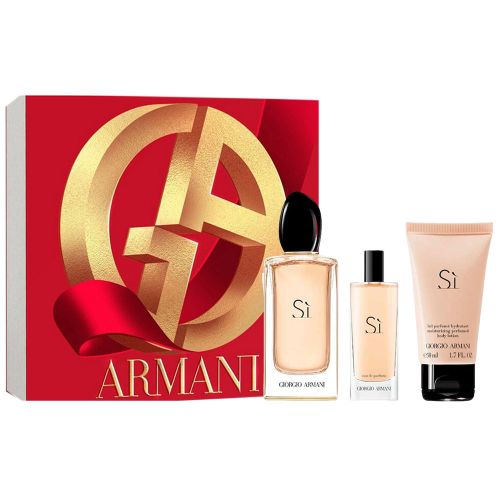 Giorgio Armani Si EDP 100Ml + EDP 15Ml + Body Lotion 50Ml Gift Set For Women