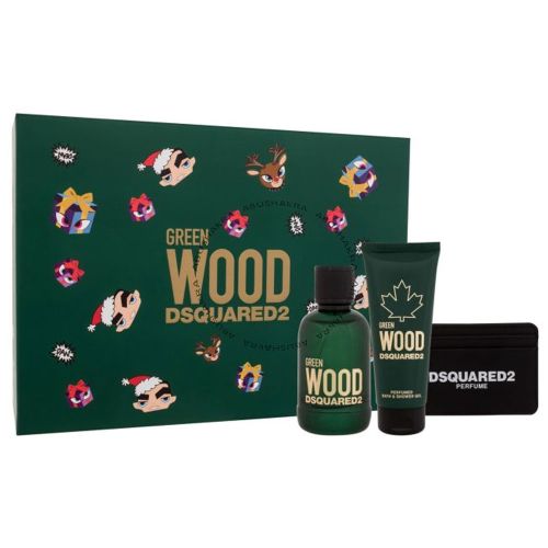 Dsquared2 Green Wood EDT 100ML + Shower Gel 100ML Card Holder Gift Set For Men