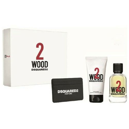 Dsquared2 Wood 2 EDT 100ML + Shower Gel 100ML Card Holder Gift Set For Men