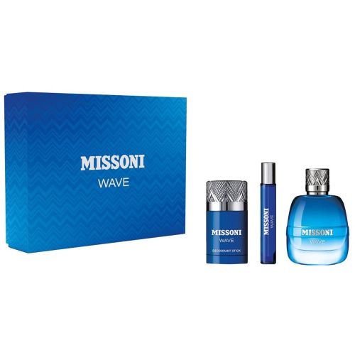 Missoni Men's Wave EDT 100ML + EDT 10ML + Deodorant Stick 75ML Gift Set For Men