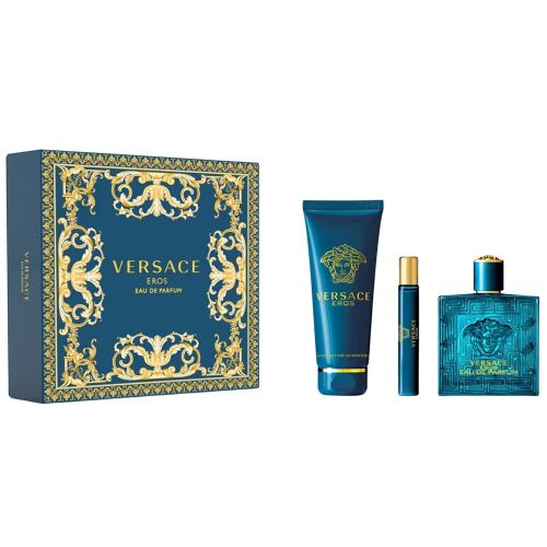Versace Eros EDP 100Ml + EDP 10Ml + Shower Gel 150Ml Gift Set For Men