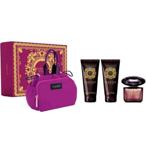 Versace Crystal Noir EDT 90Ml + Shower Gel 100Ml + Body Lotion 100Ml + Bag Gift Set For Women