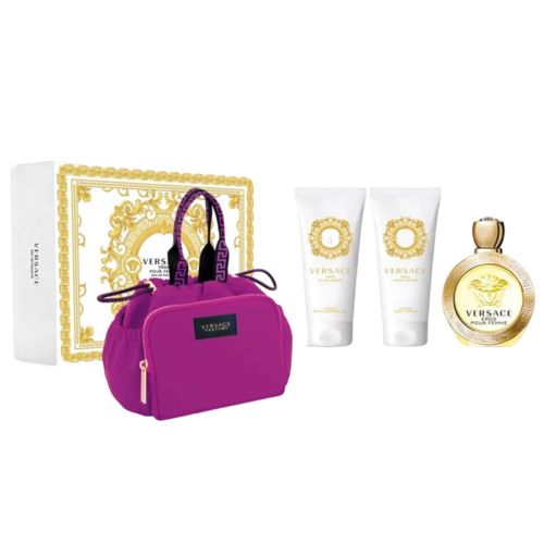 Versace Eros Pour Fomme EDT 100Ml + Shower Gel 100Ml + Body Lotion 100Ml + Bag  Gift Set For Women