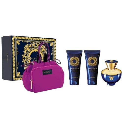 Versace Pour Femme Dylan Blue EDP 100Ml + Shower Gel 100Ml + Body Lotion 100Ml + Bag  Gift Set For Women