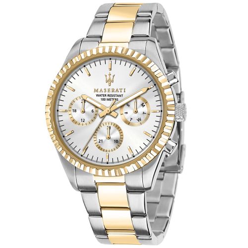 Maserati Competizione R8853100021 Men's Watch 43mm Silver Gold