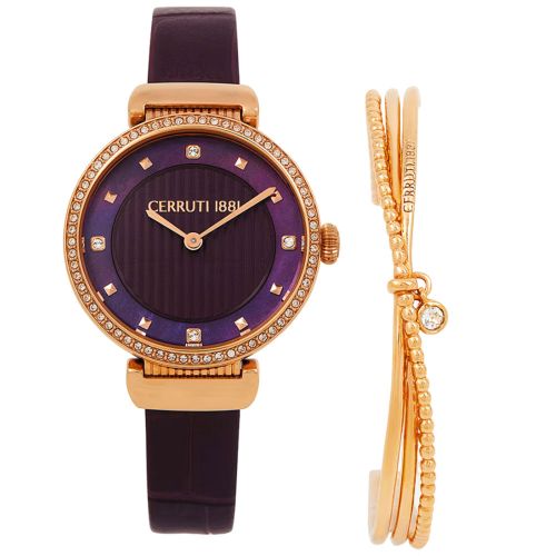 Cerruti 1881 CRWM29108-WB2 Women’s Watch 32mm Purple Gold Set