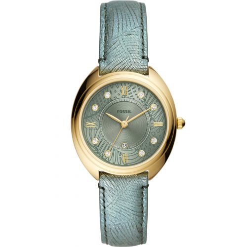 Fossil Analog W Watch Jwl Gold Plated Leather Strap